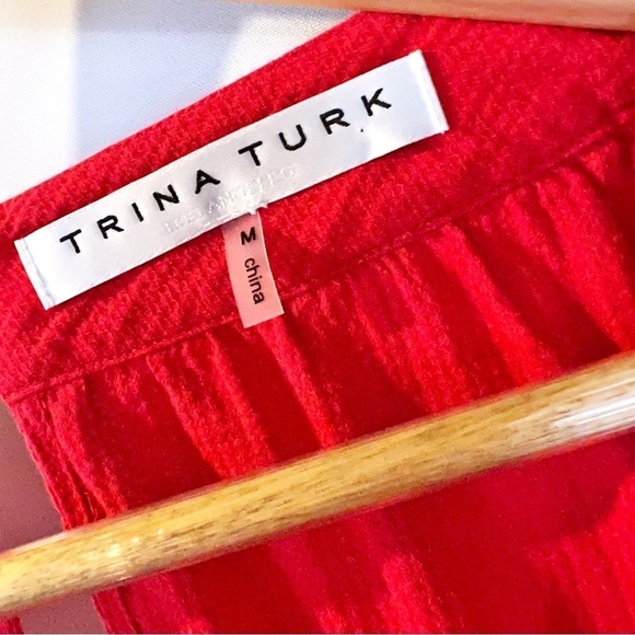 Trina Turk Wayfair Bell Sleeve Red Top - Picture 4 of 7